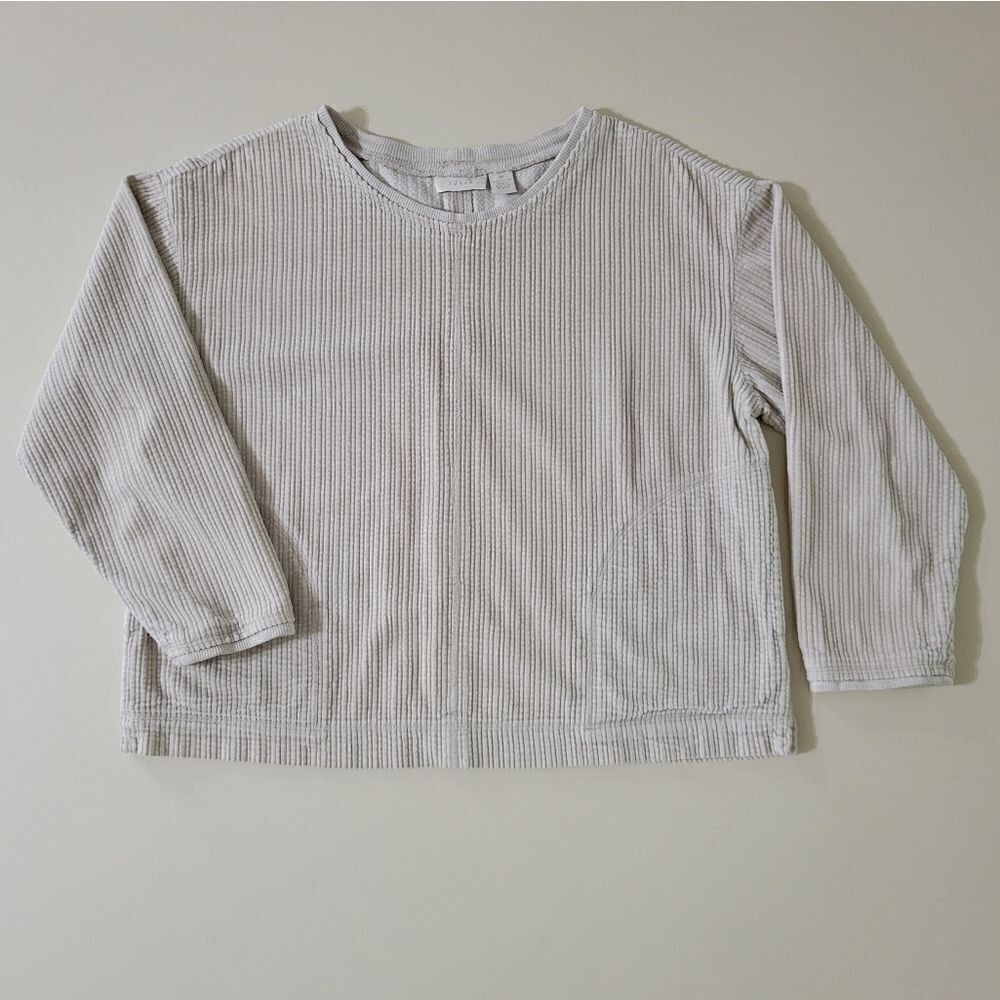 J.Jill Women's Cream Broad Wale Corduroy Sweatshirt Style Pullover Top